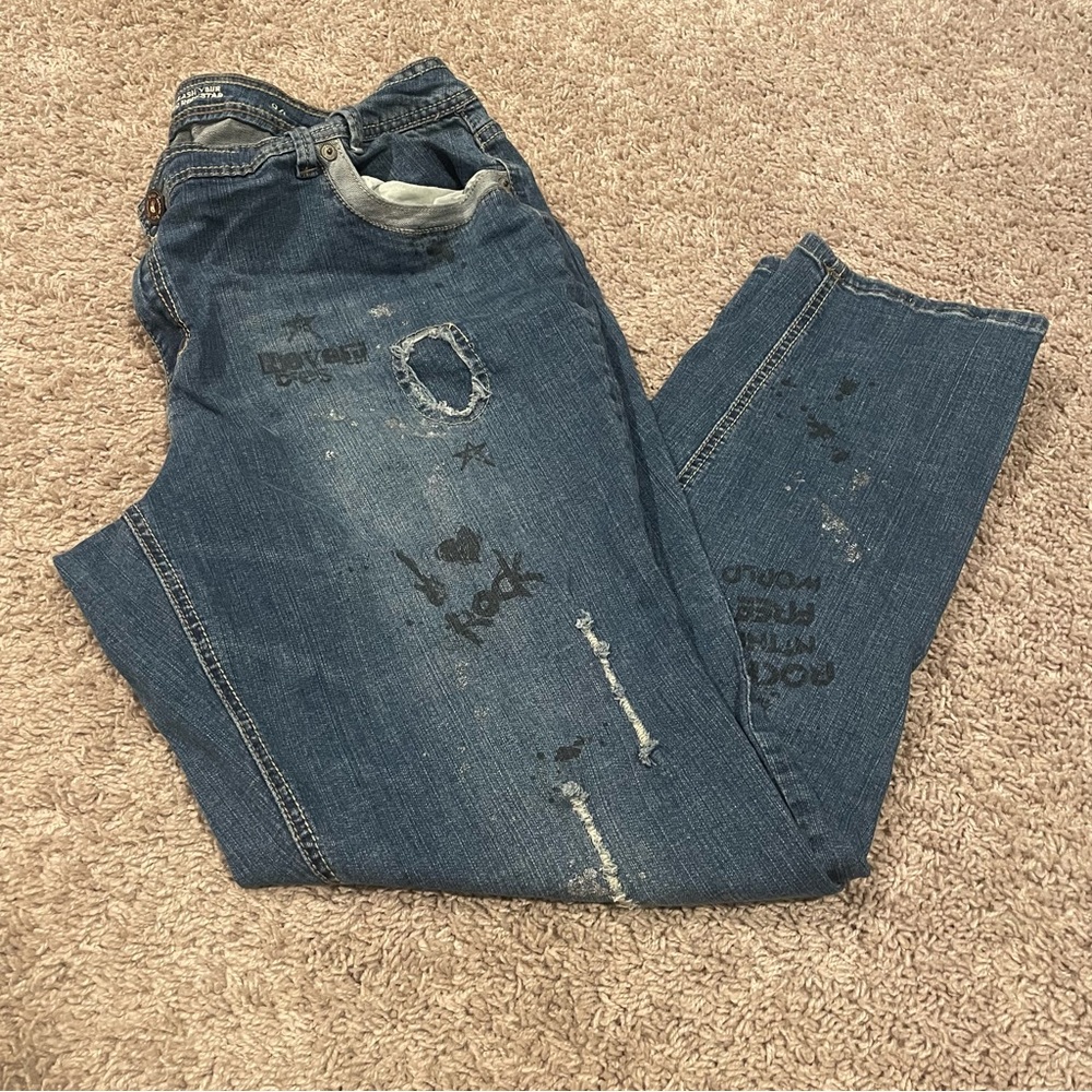 Avenue jeans boot cut rockstar jeans blue size 20 inseam 27”